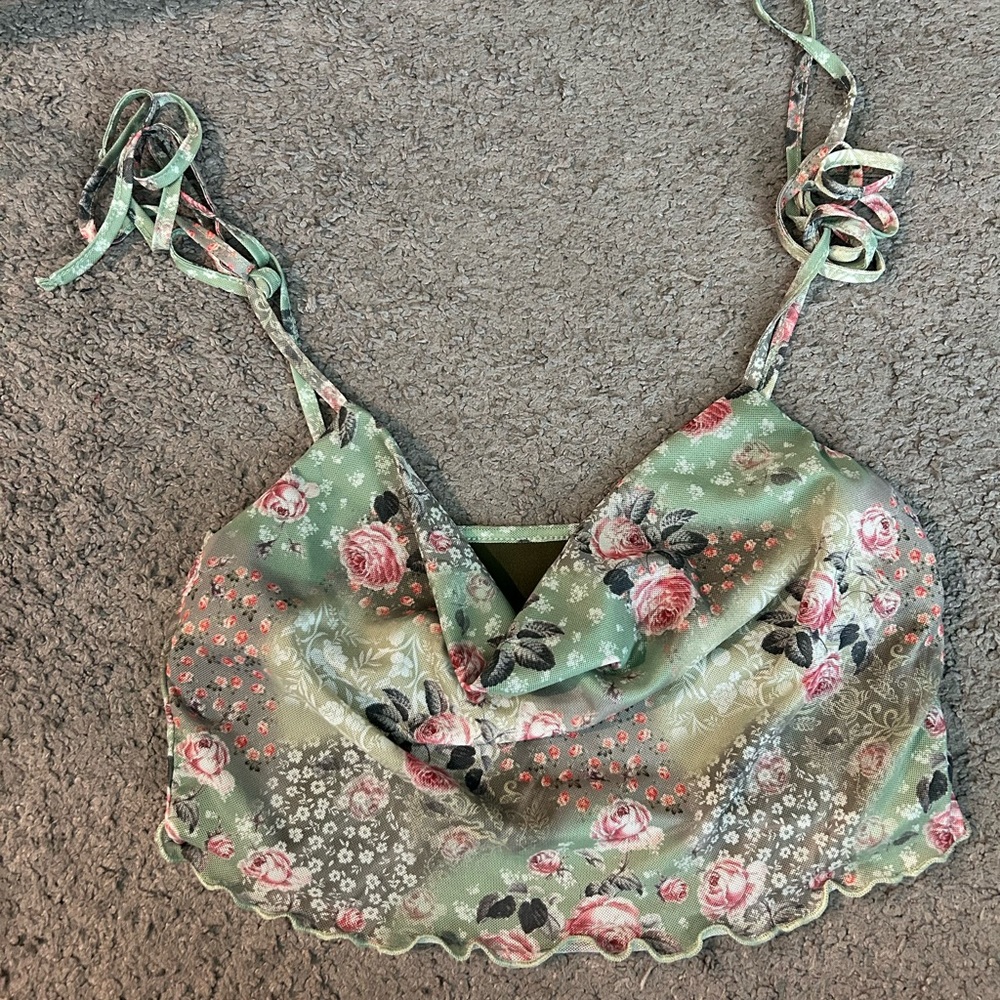 Floral Green Camisole Top